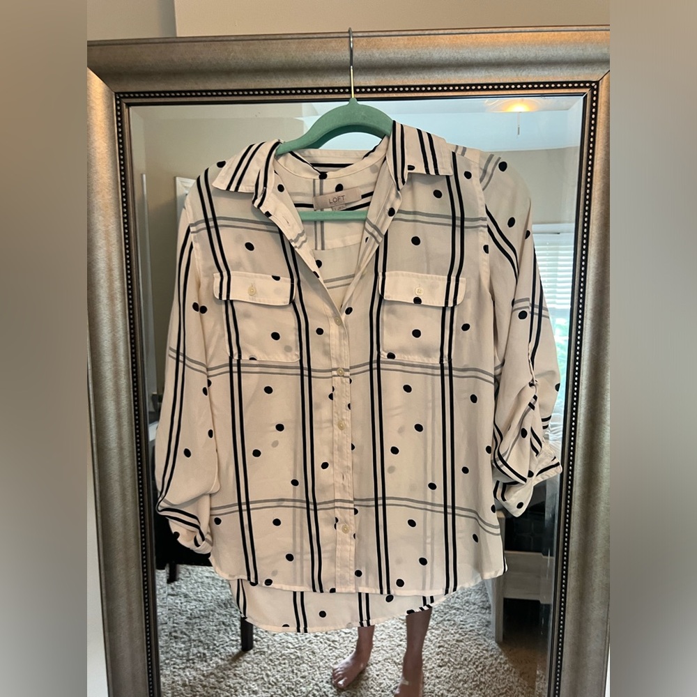 LOFT black and white blouse